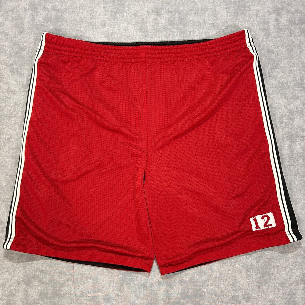 Vintage Y2K Athletic Works Red Black Mesh Reversible Basketball Shorts Mens XL